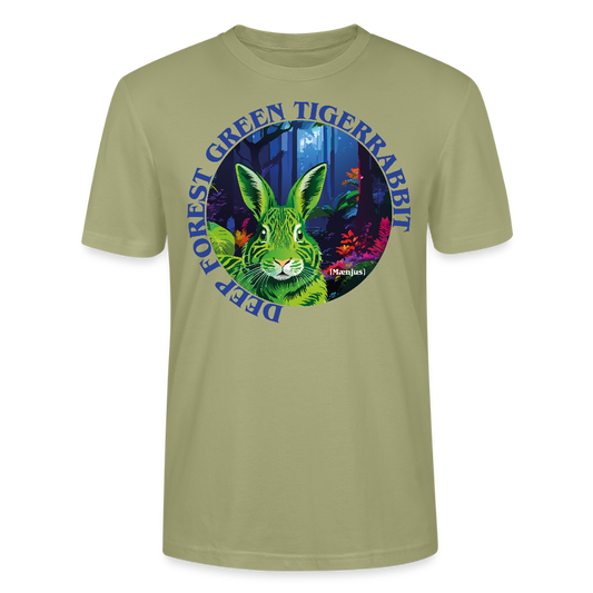 Unisex T-Shirt mit DEEP FOREST GREEN TIGERRABBIT PRINT Vorderseite - Nebelgrün
