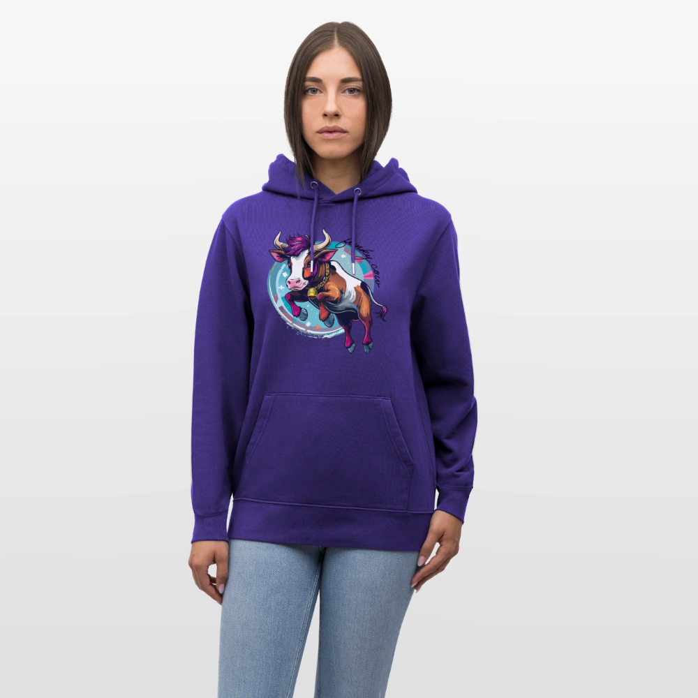 Unisex Hoodie mit FUNKY COW PRINT - Purple Love