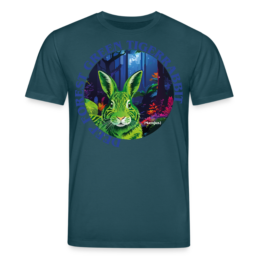 Unisex Bio-T-Shirt mit DEEP FOREST GREEN TIGERRABBIT PRINT Vorderseite - Dunkles Petrol