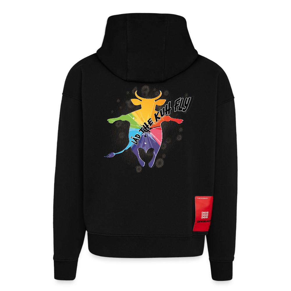 Heavyweight Oversized Organic Hoodie mit LÄD THE KUH FLY PRINT - SOLID BLACK