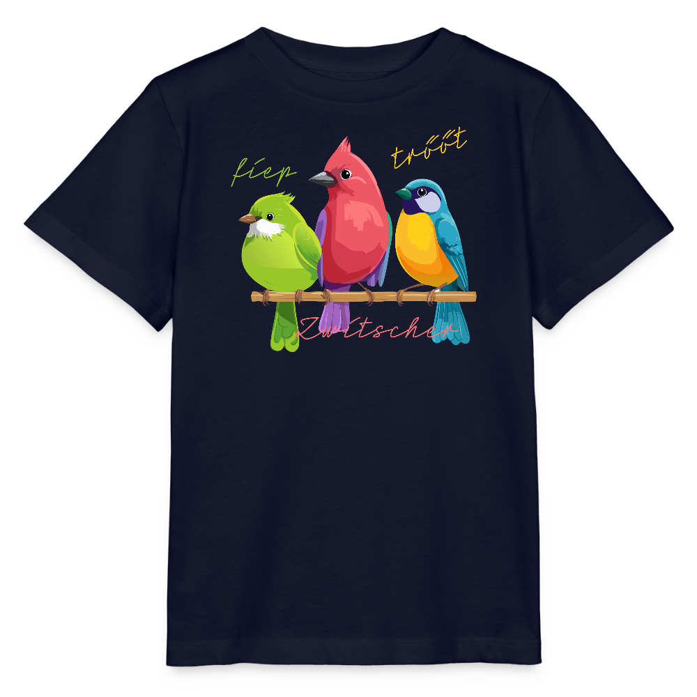 Kinder T-Shirt MINI mit Zwitschergäng Print - Navy