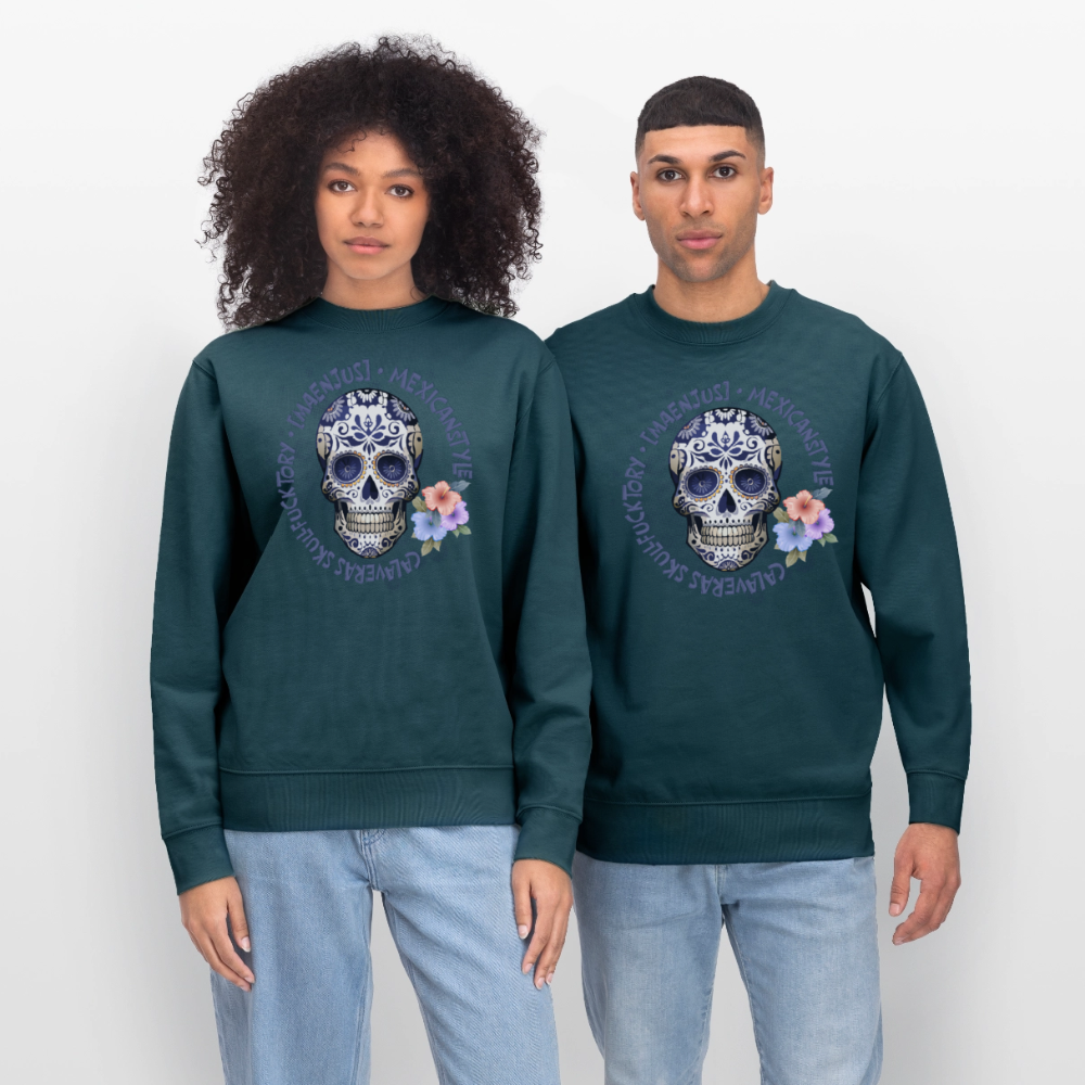 Unisex Bio-Sweatshirt mit MAENJUS MEXICANSTYLE PRINT - Dunkles Petrol