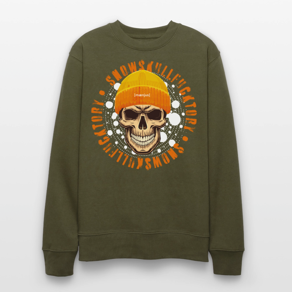 Unisex Bio-Sweatshirt mit SNOWSKULL FUCKTORY PRINT - Khaki