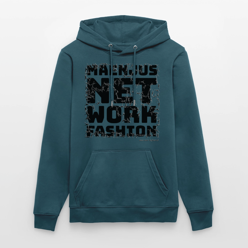 Unisex Bio-Hoodie mit MAENJUS NETWORK FASHION PRINT - Dunkles Petrol