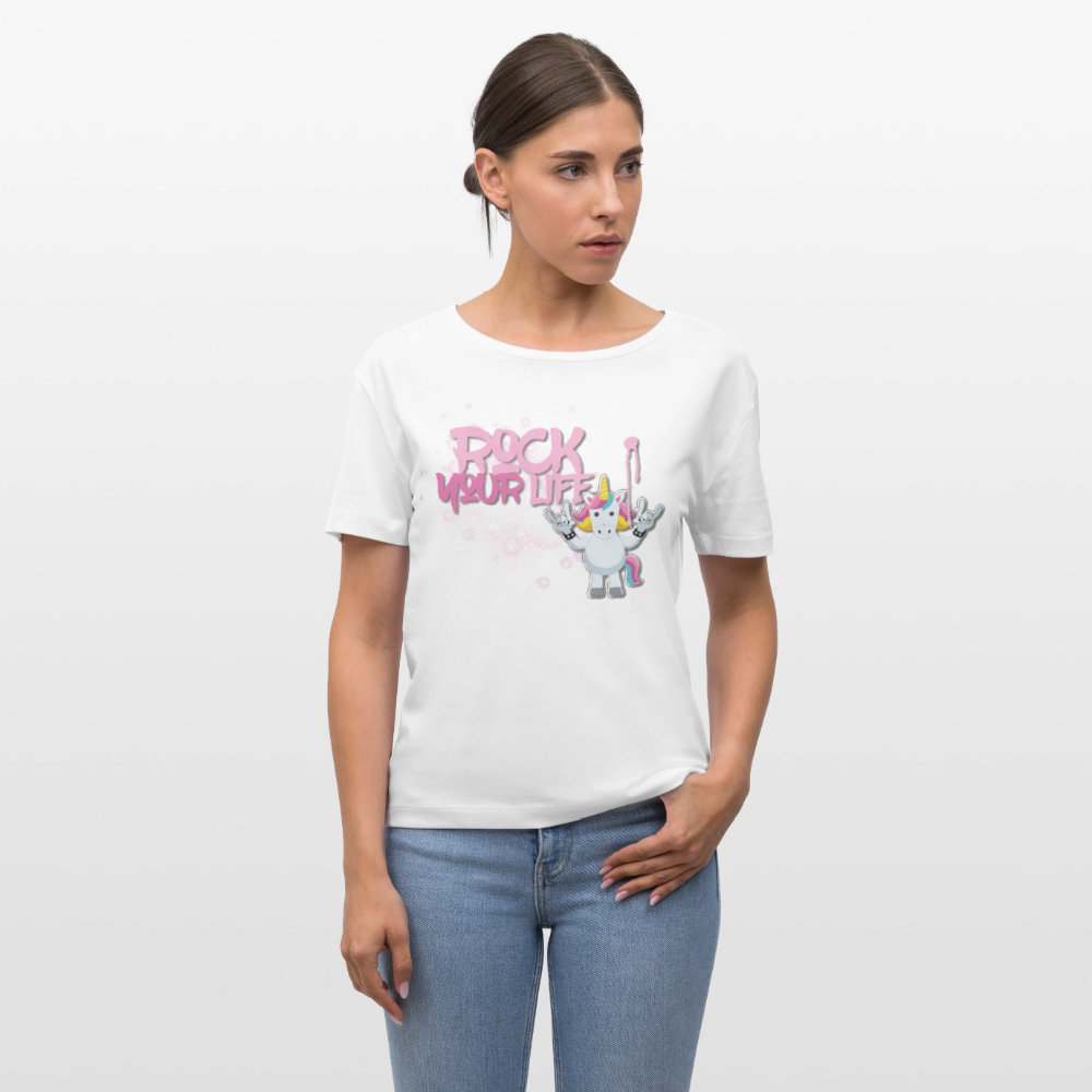Frauen T-Shirt mit ROCK YOUR LIFE PRINT - Weiß
