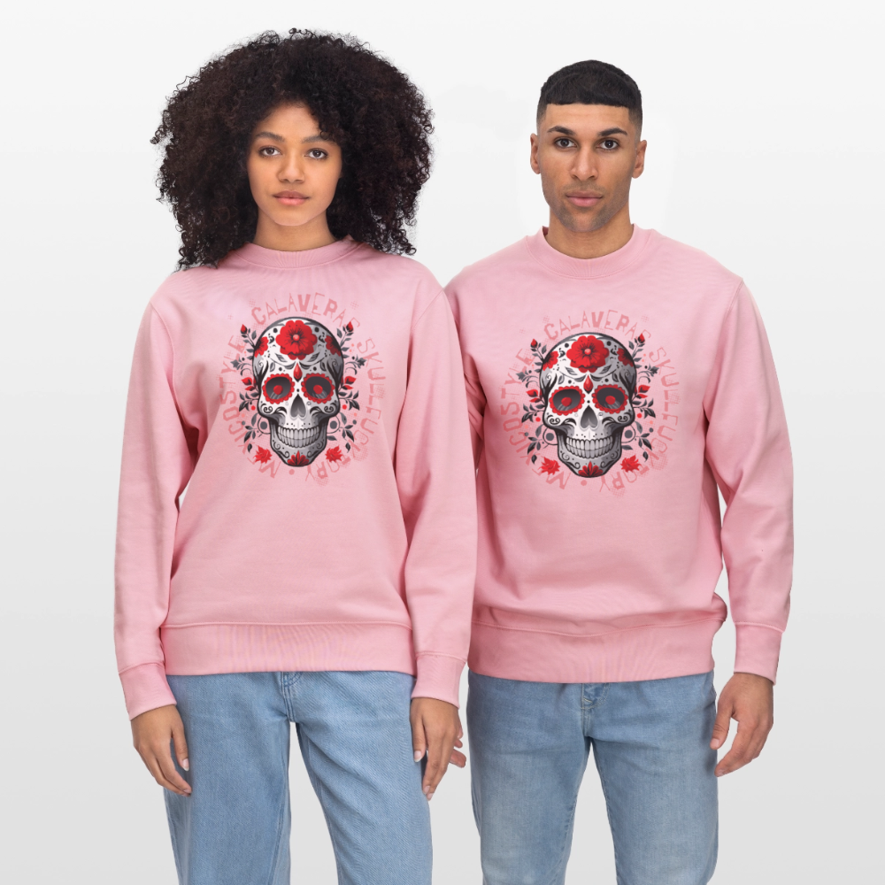 Unisex Bio-Sweatshirt mit CALAVERAS SKULL PRINT - Hellrosa