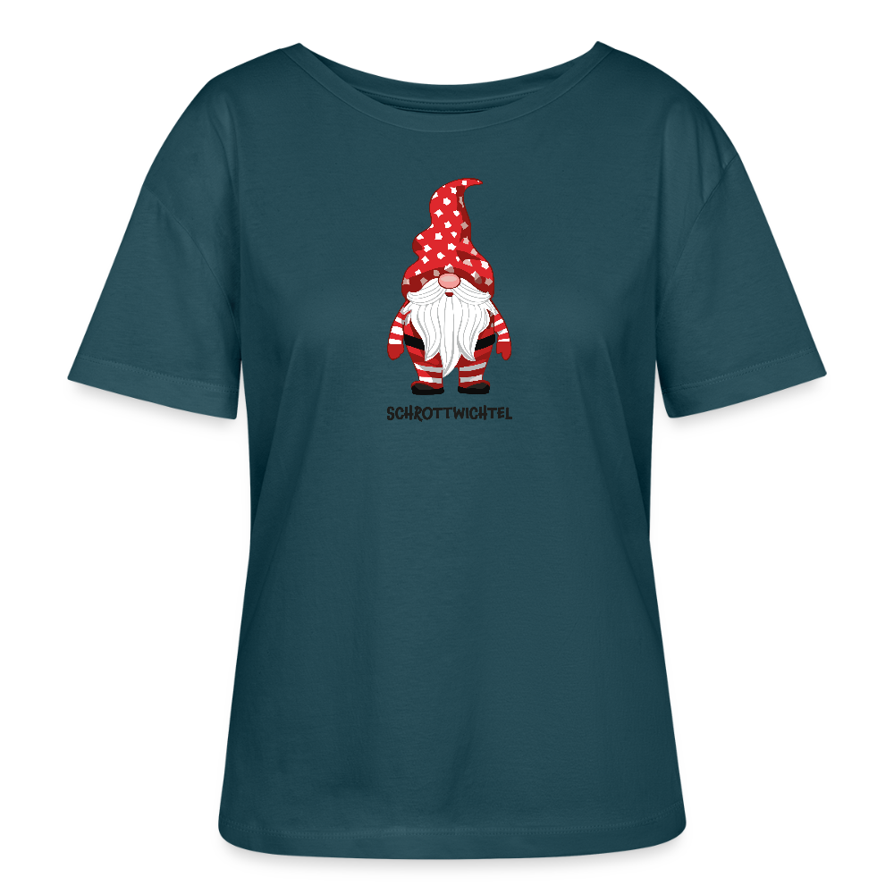 Rundhals Frauen Bio-T-Shirt mit SCHROTTWICHTEL PRINT - Dunkles Petrol