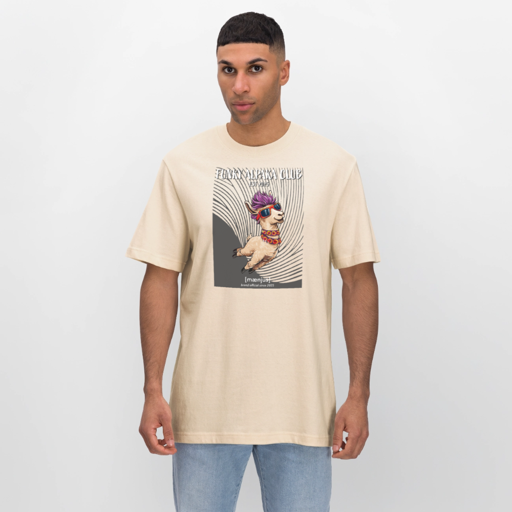 Unisex Bio-T-Shirt mit FUNKY ALPAKA CLUB PRINT Vorderseite - Weißgrau