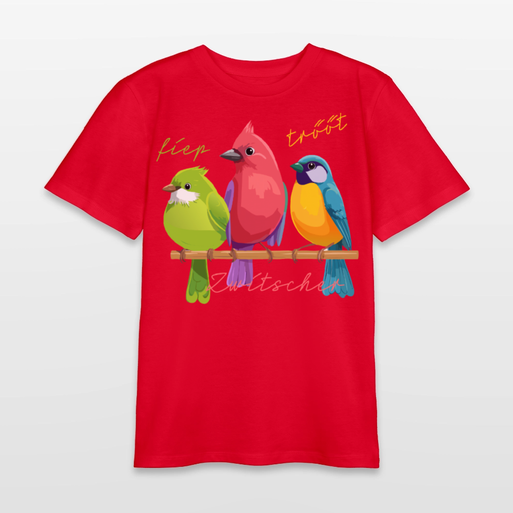 MNJS TEENS Bio T-Shirt mit ZWITSCHERGÄNG PRINT - Rot