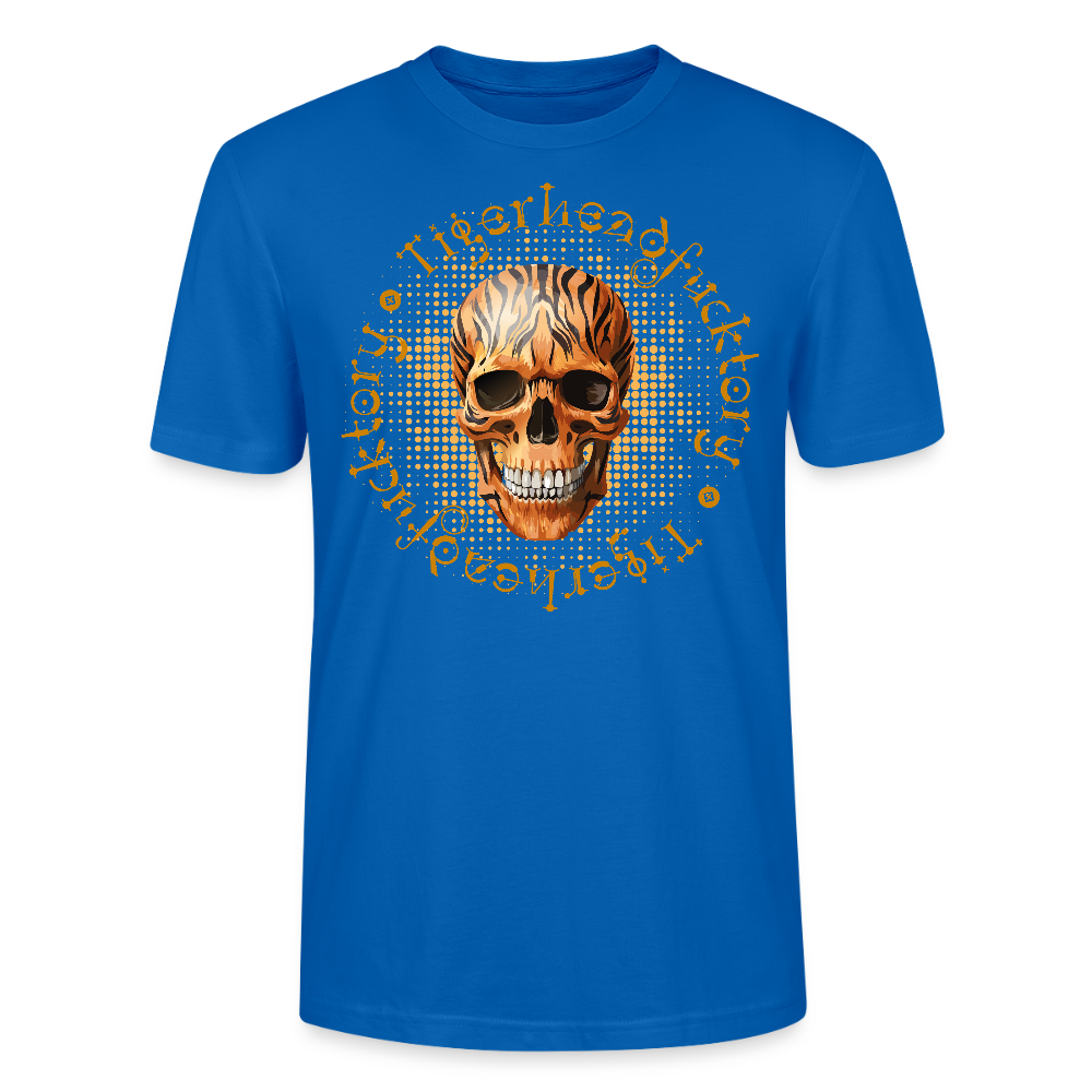 Unisex T-Shirt mit TIGERHEAD SKULL PRINT Vorderseite - Pfauenblau