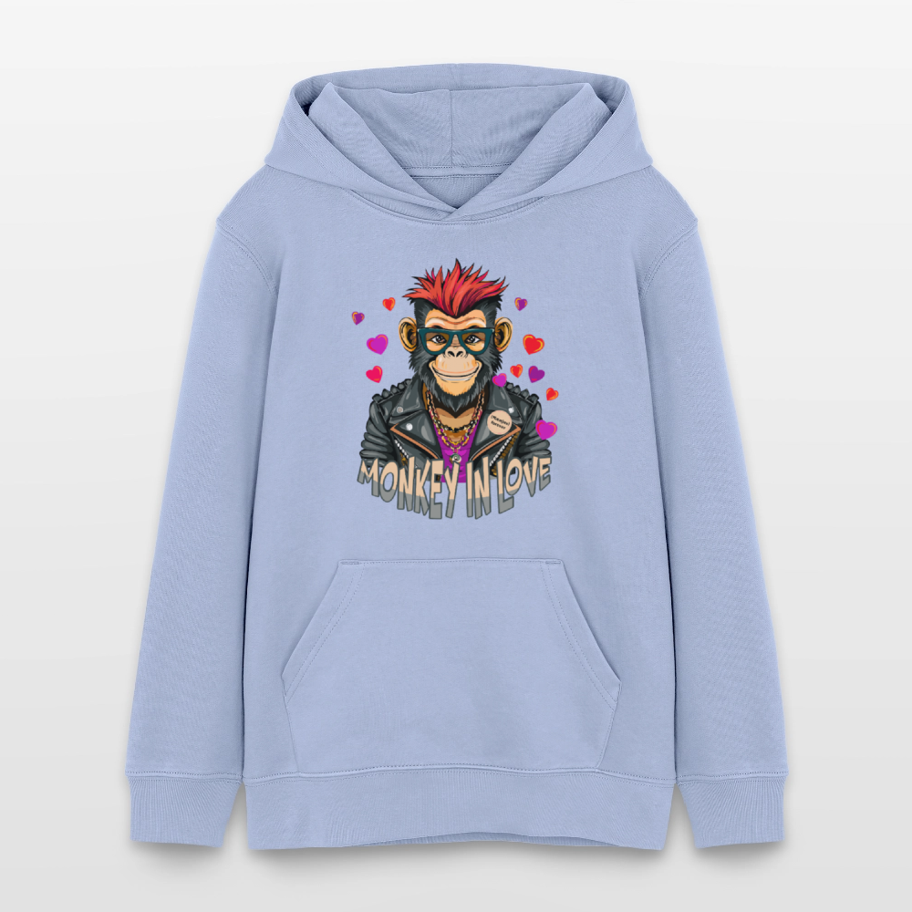 MNJS TEENS Bio-Hoodie mit MONKEY IN LOVE PRINT - Sky