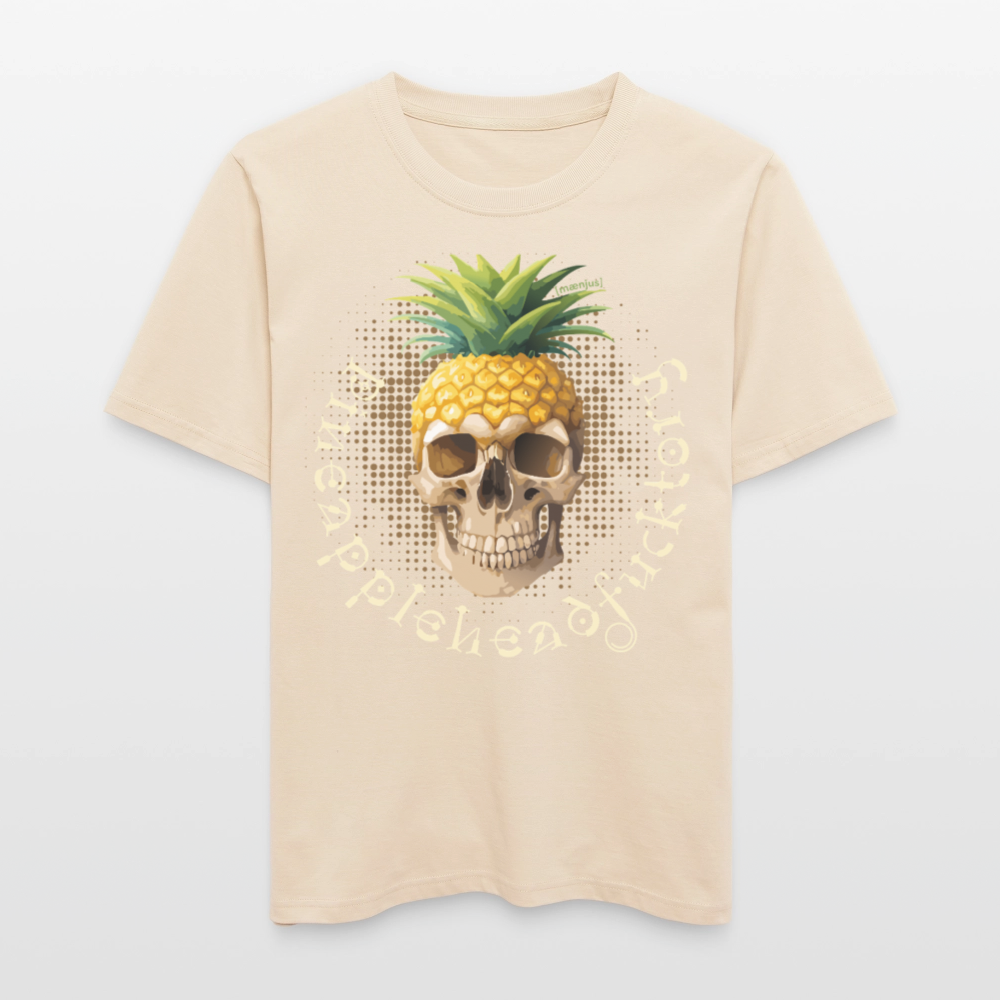 Relaxed Fit Unisex Bio-T-Shirt mit PINEAPPLE SKULL PRINT Vorderseite - Weißgrau