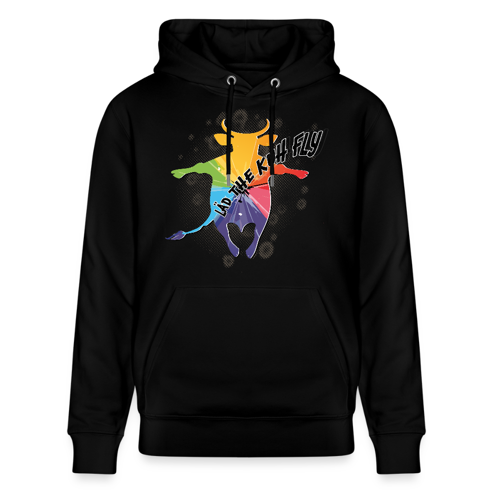 Unisex Hoodie mit LÄD THE KUH FLY PRINT - Schwarz