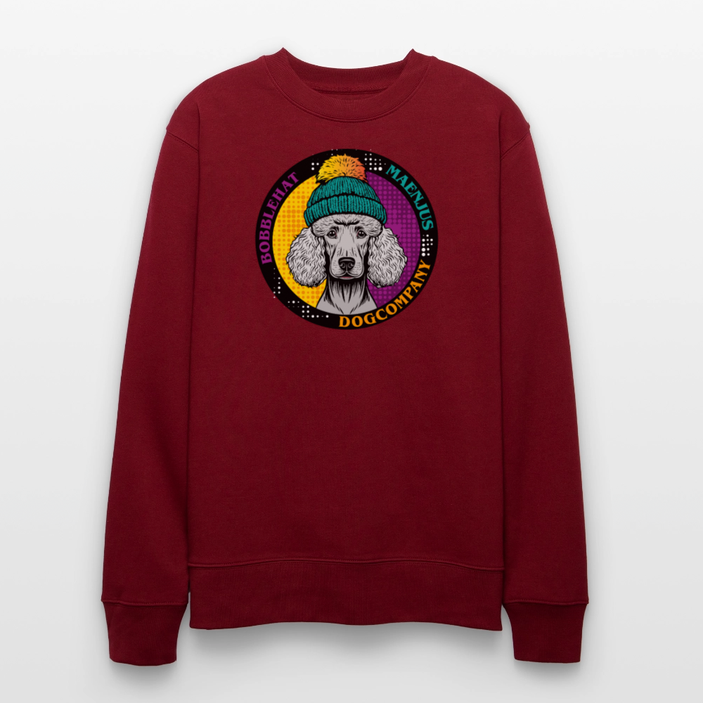 Unisex Bio-Sweatshirt mit BOBBLEHAT DOGCOMPANY PRINT - Burgunderrot