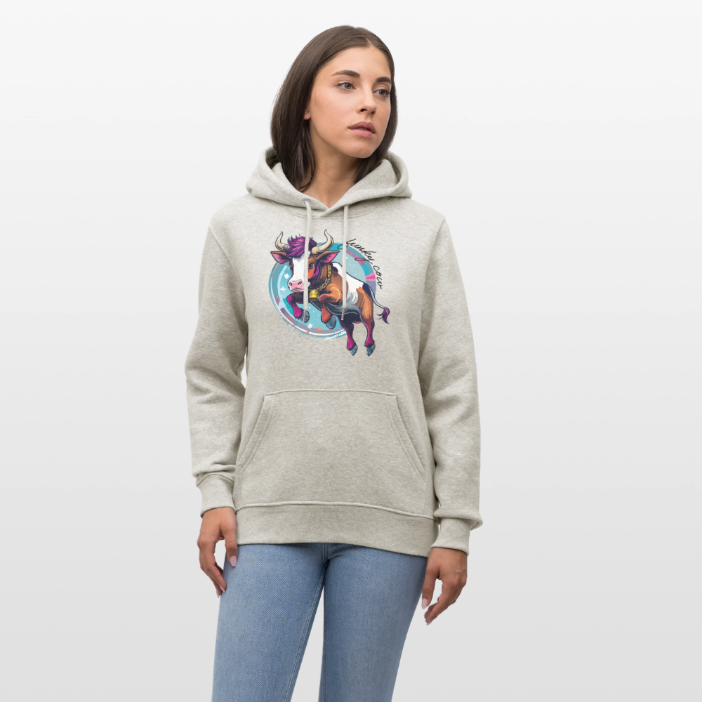 Unisex Hoodie mit FUNKY COW PRINT - Beige meliert