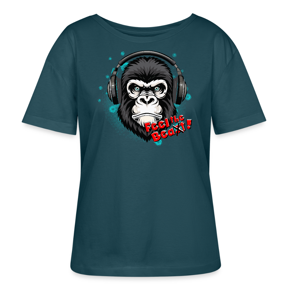 Frauen T-Shirt mit FEEL THE BEA(S)T PRINT - Dunkles Petrol