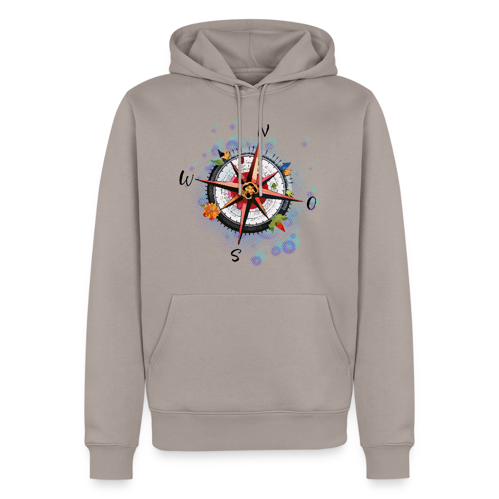 Männer Premium Hoodie mit WINDROSE PRINT - Taupe