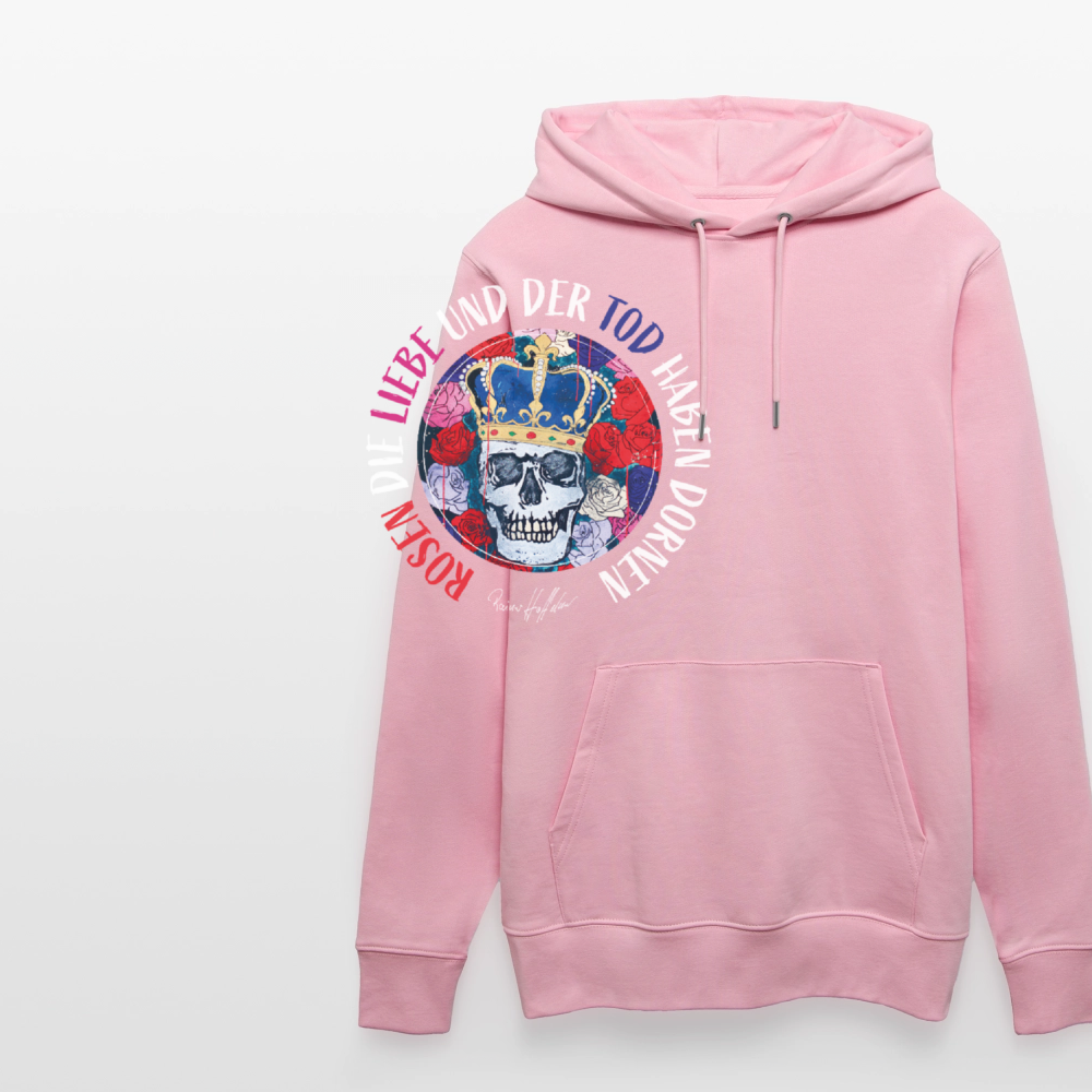 Unisex Hoodie mit ROSEN DIE LIEBE UND DER TOD HABEN DORNEN PRINT - Hellrosa