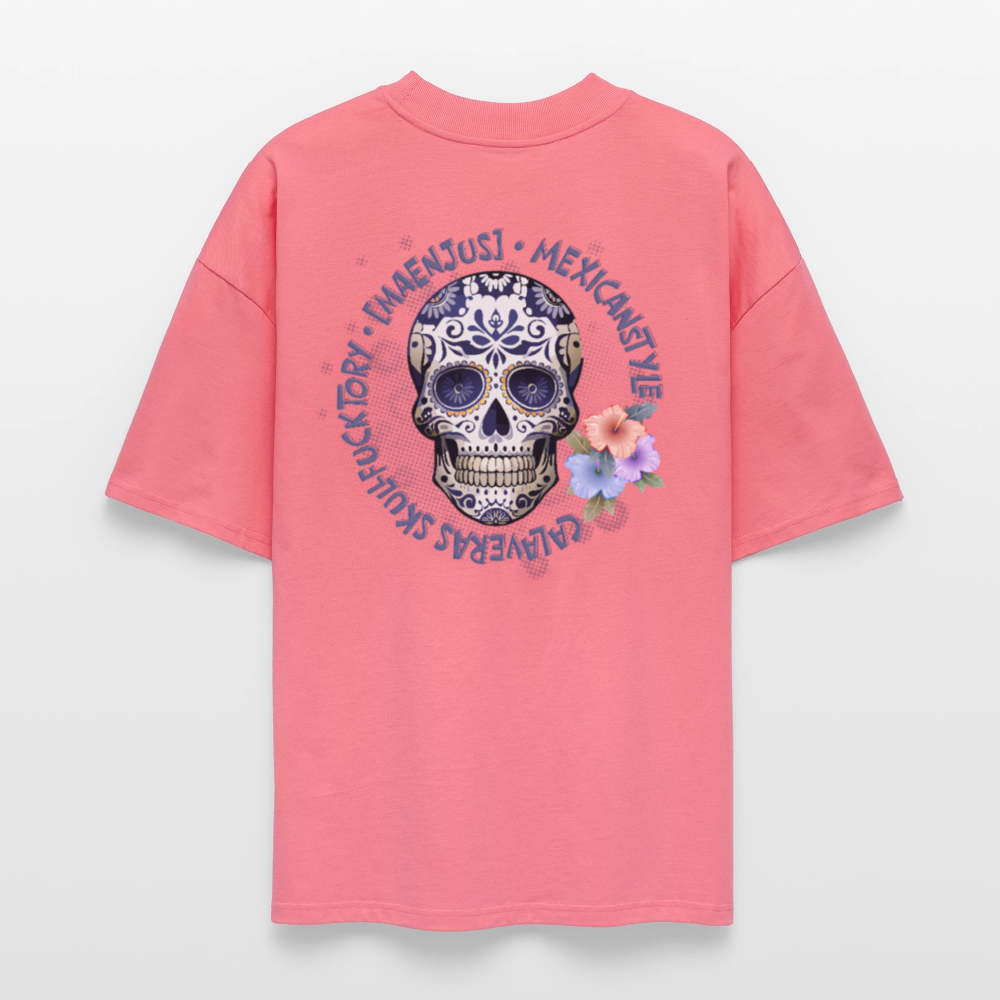 Oversized Unisex T-Shirt mit MAENJUS MEXICANSTYLE PRINT Vorder- und Rückseite - Pink