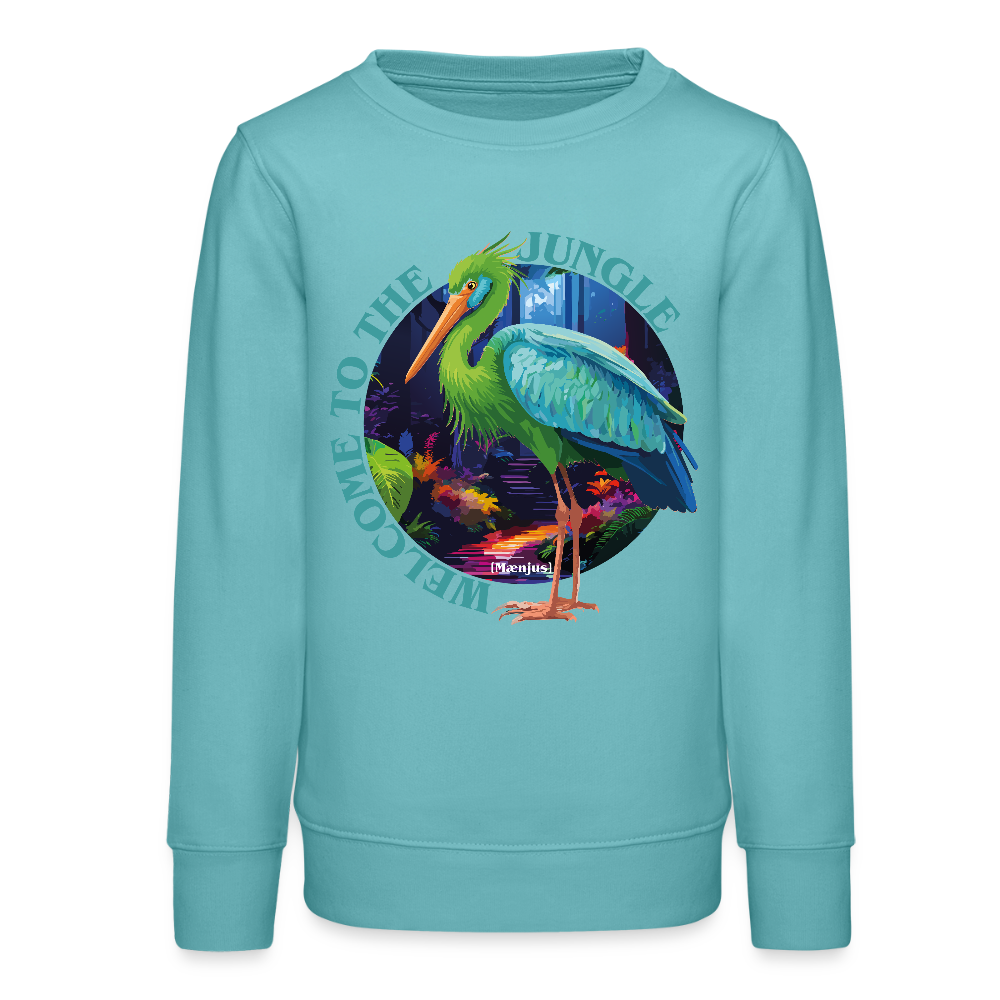 MNJS TEENS Bio Sweatshirt mit WELCOME TO THE JUNGLE PRINT - Pastelltürkis