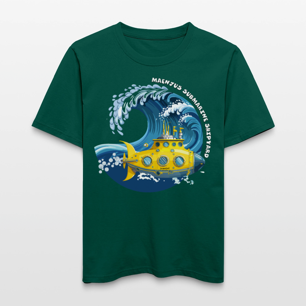 Unisex Bio-T-Shirt mit MAENJUS SUBMARINE SHIPYARD PRINT Vorderseite - Forest