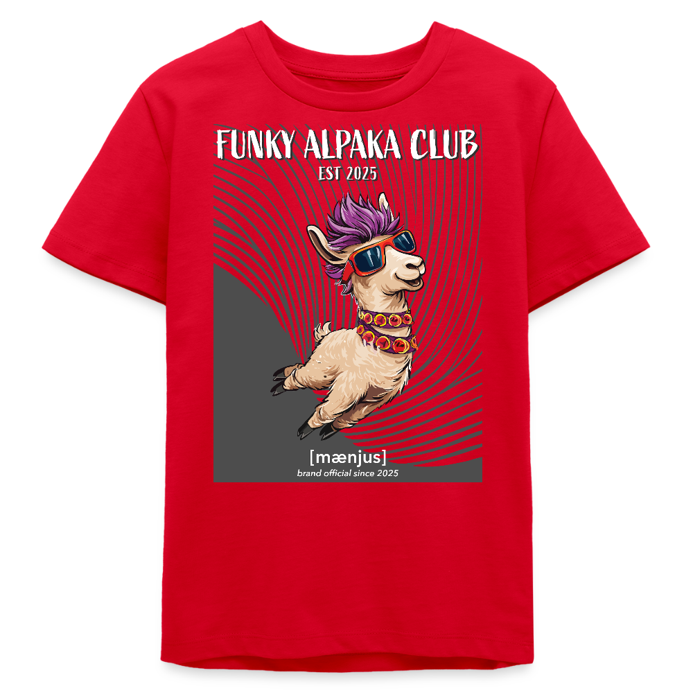 MNJS TEENS Bio T-Shirt mit FUNKY ALPAKA CLUB PRINT - Rot