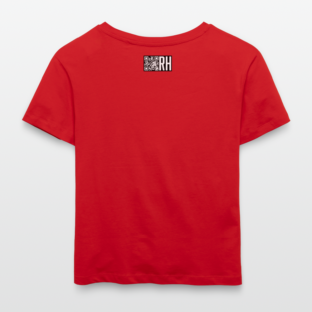 Relaxed Rundhals Frauen Bio-T-Shirt mit CREATIVE VIRUS INSIDE PRINT - Rot