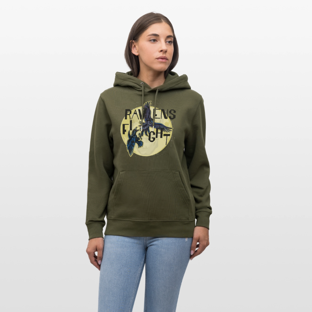 Unisex Hoodie mit RAVENS FIGHT PRINT - Khaki Grün