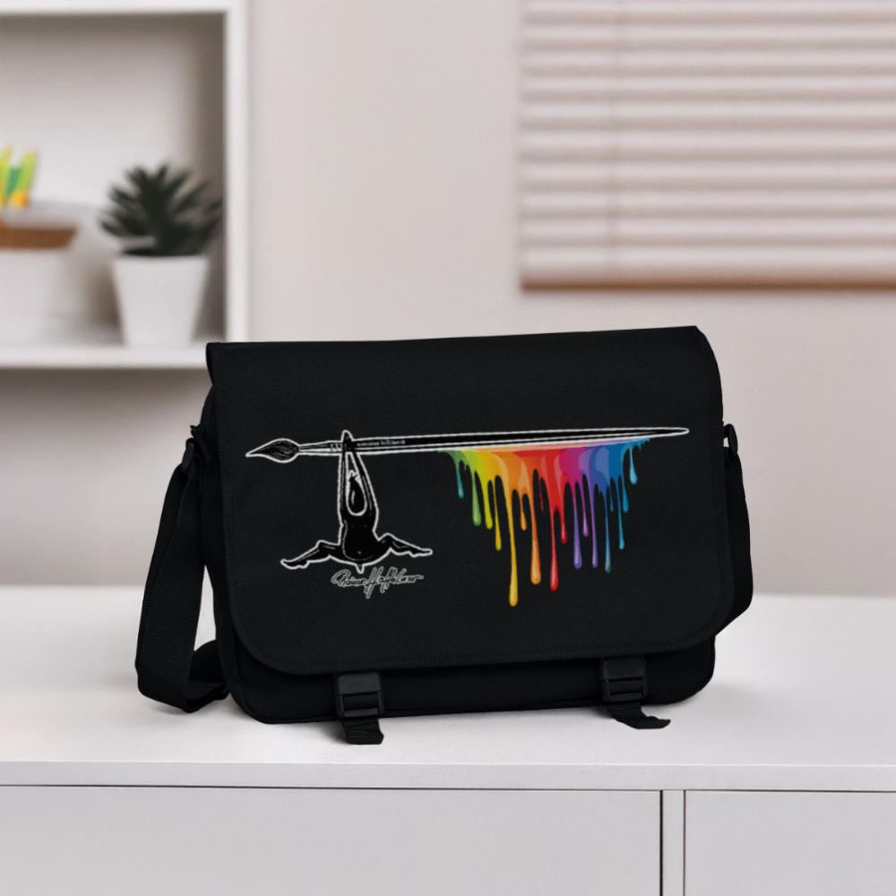 Umhängetasche mit TUSCHEMÄNNCHEN PRINT - Schwarz/Schwarz