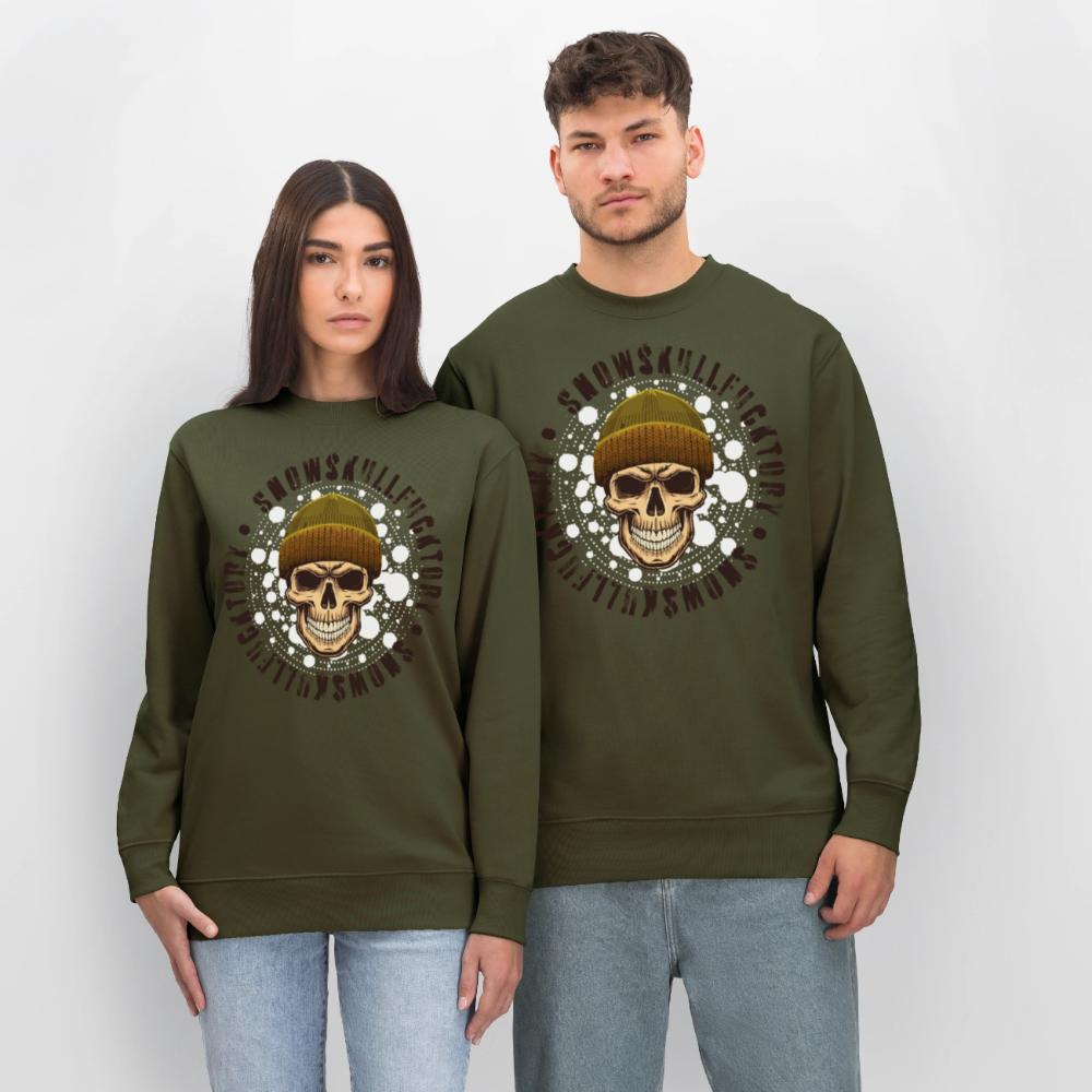 Unisex Bio-Sweatshirt mit SNOWSKULL PRINT - Khaki