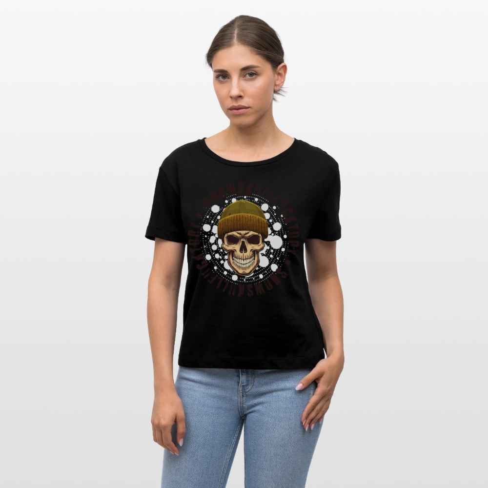 Frauen T-Shirt mit SNOWSKULL PRINT - Schwarz