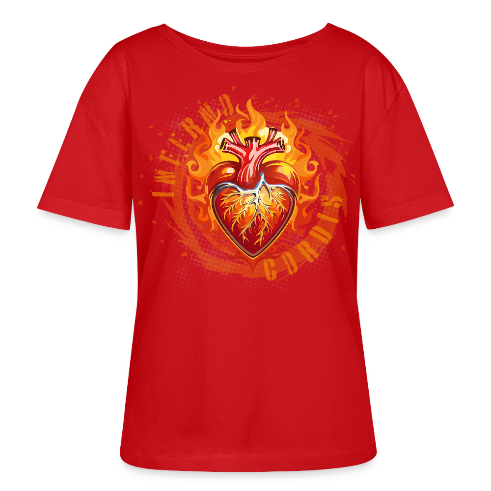 Frauen T-Shirt mit FEUERHERZ ORANGE PRINT - Rot
