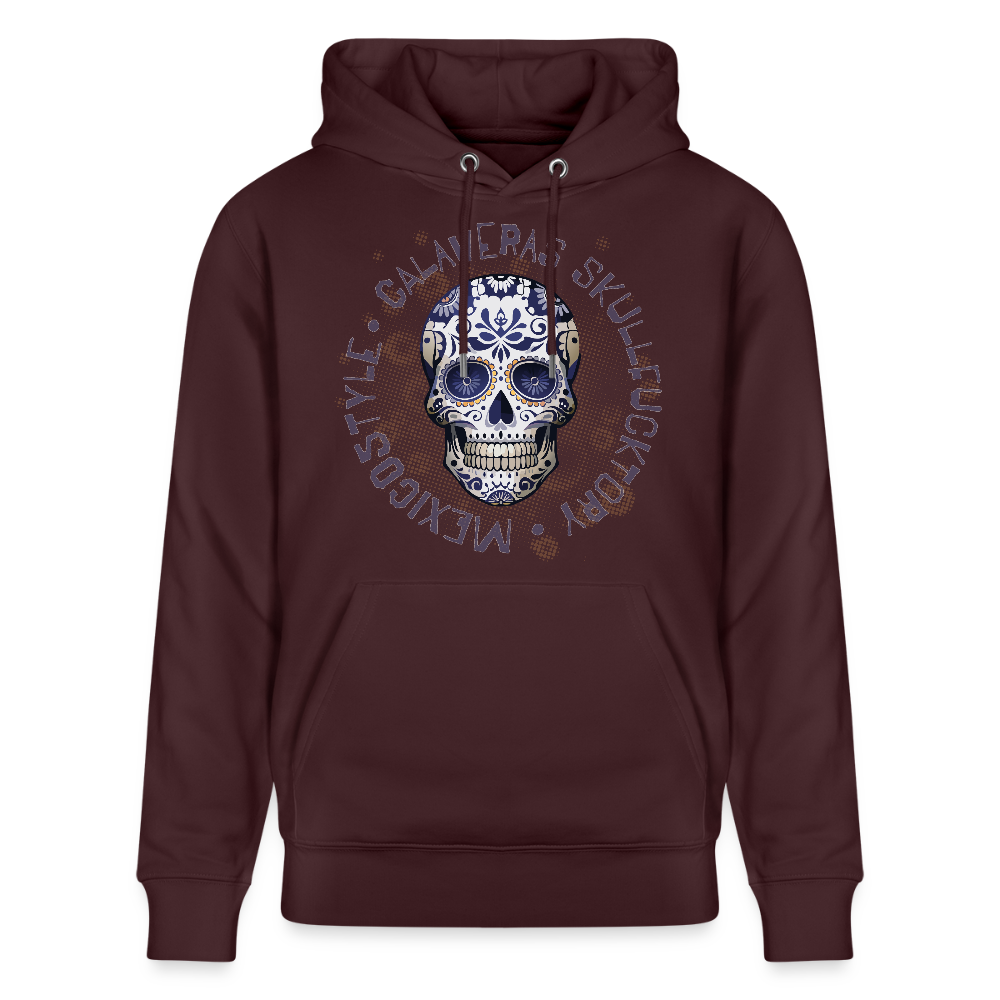 Unisex Hoodie mit CALAVERAS SKULL PRINT - Maroon