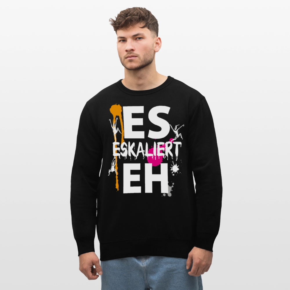 Unisex Bio-Sweatshirt mit ES ESKALIERT EH PRINT - Schwarz