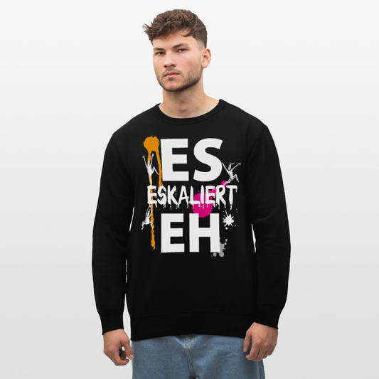 Unisex Bio-Sweatshirt mit ES ESKALIERT EH PRINT - Schwarz