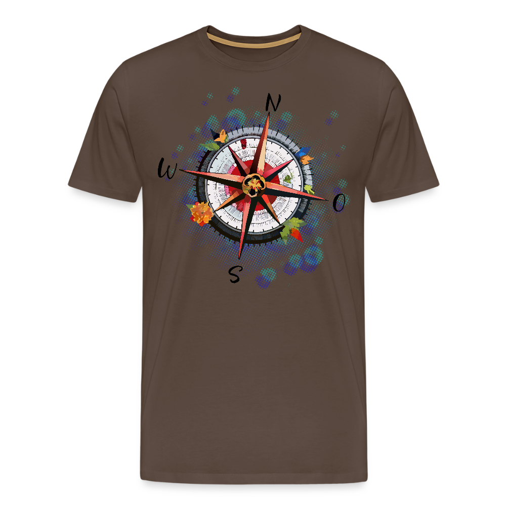 Männer Premium T-Shirt mit WINDROSE PRINT - Edelbraun