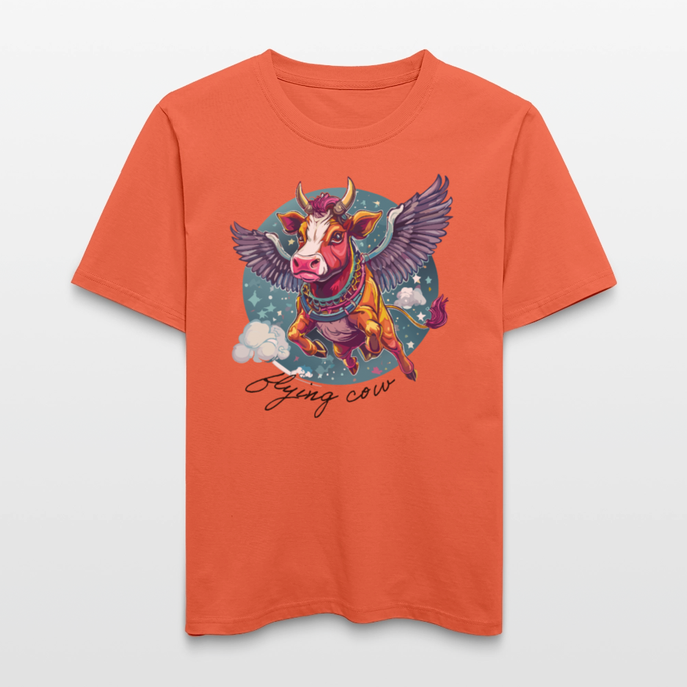 Relaxed Fit Unisex Bio-T-Shirt mit FLYING COW PRINT Vorderseite - Hellrot