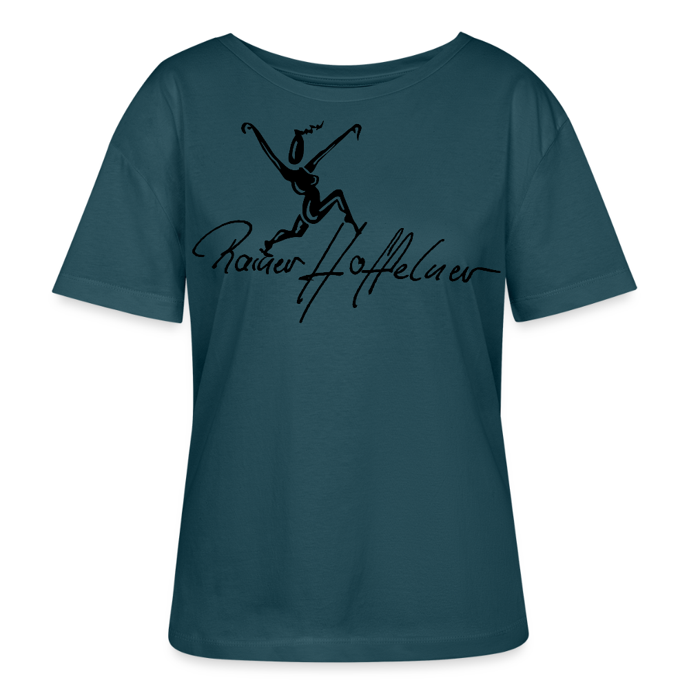 Frauen T-Shirt mit TUSCHEWEIBCHEN PRINT - Dunkles Petrol