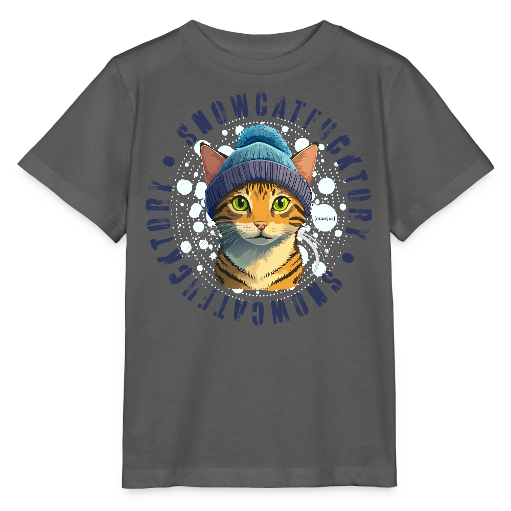 MNJS KIDS Bio T-Shirt mit SNOWCATFUCKTORY PRINT - Anthrazit