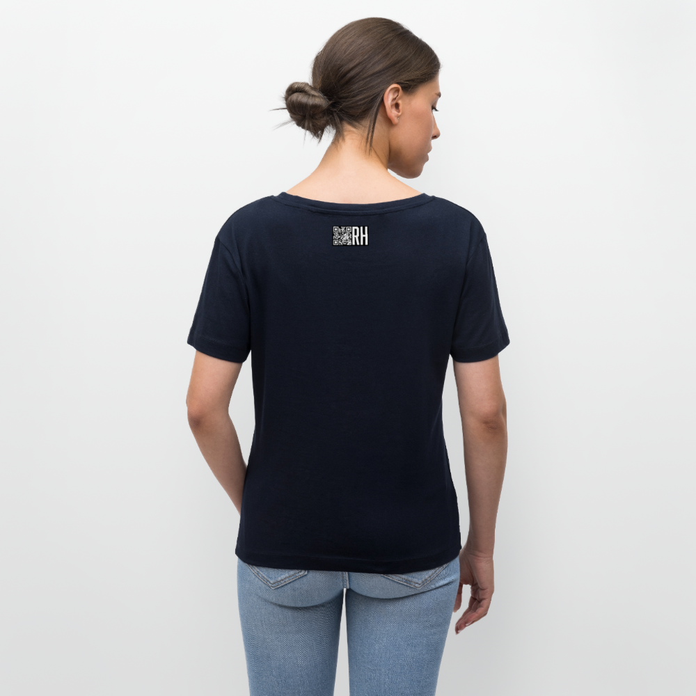 Relaxed Rundhals Frauen Bio-T-Shirt mit TUSCHEMÄNNCHEN PRINT - Navy