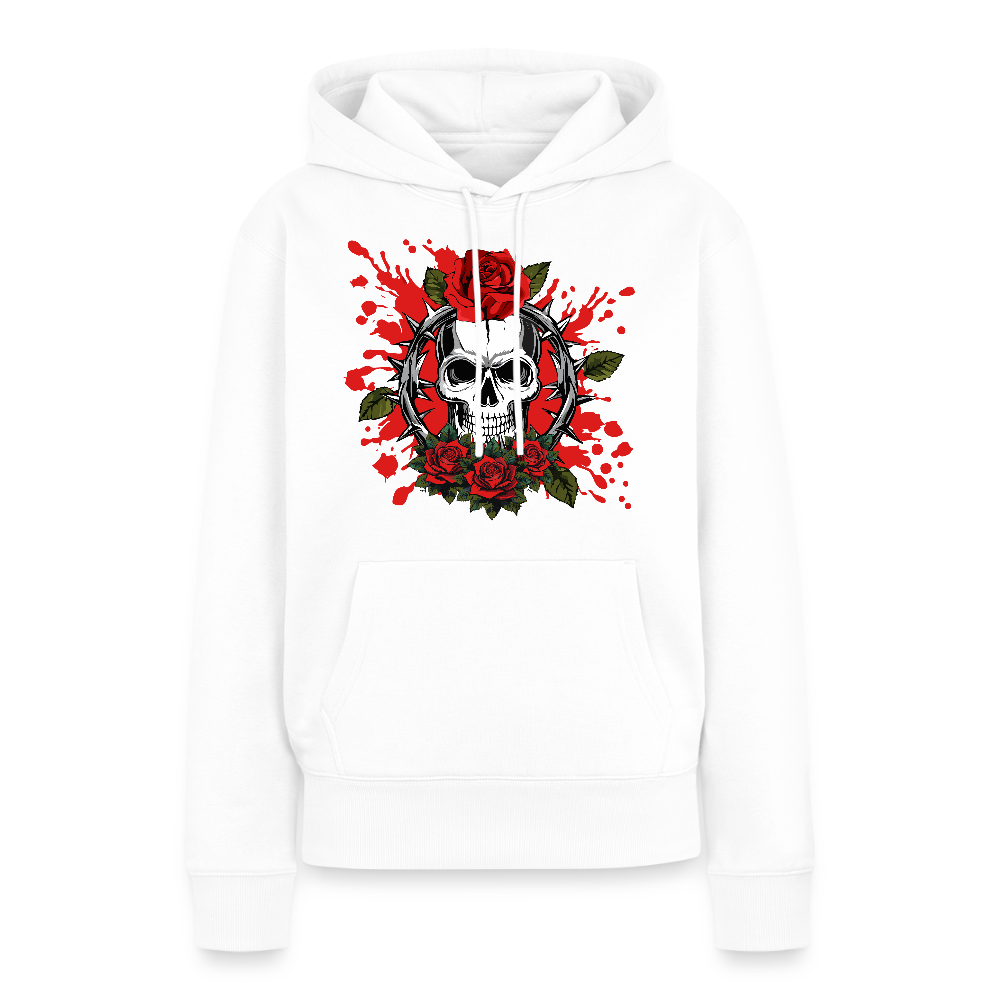 Frauen Premium Hoodie mit ROSEN SKULL PRINT - Weiß