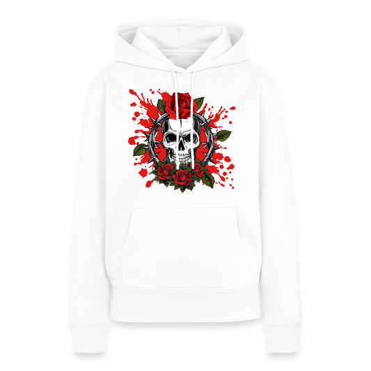 Frauen Premium Hoodie mit ROSEN SKULL PRINT - Weiß