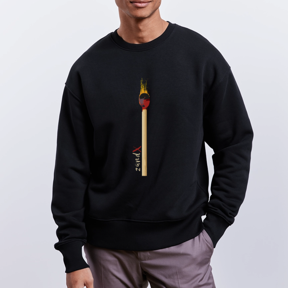 Unisex Oversize Pullover mit zündX PRINT - Schwarz