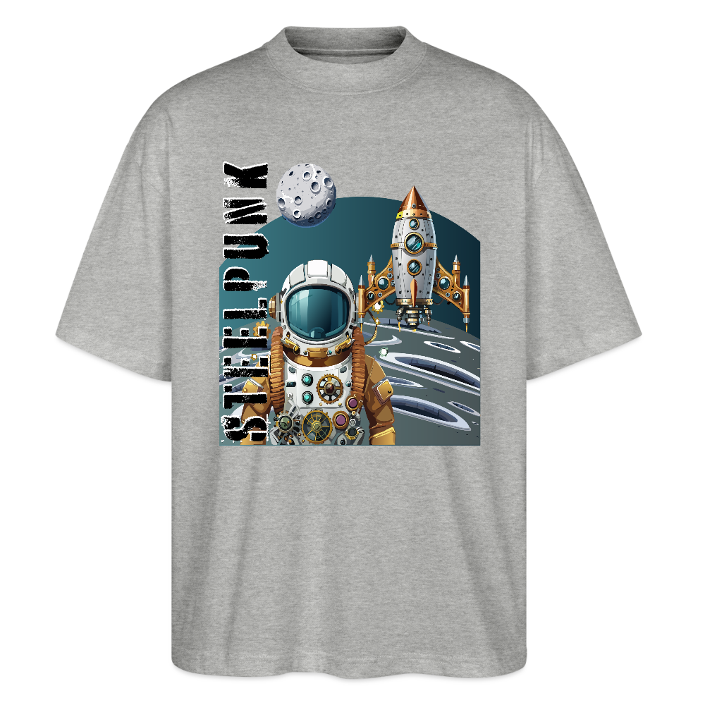 Oversized Unisex T-Shirt mit STEELPUNK PRINT - Grau meliert