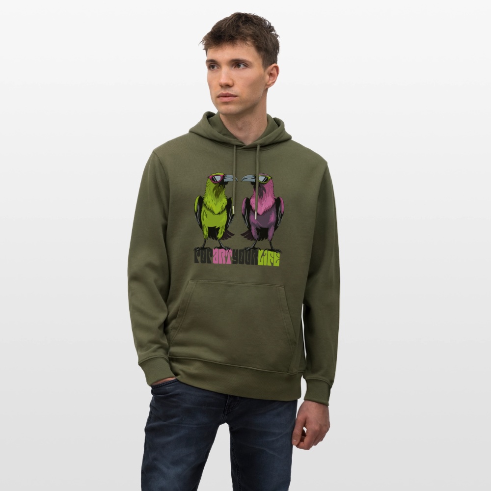 Unisex Hoodie mit POPART YOUR LIFE PRINT - Khaki Grün