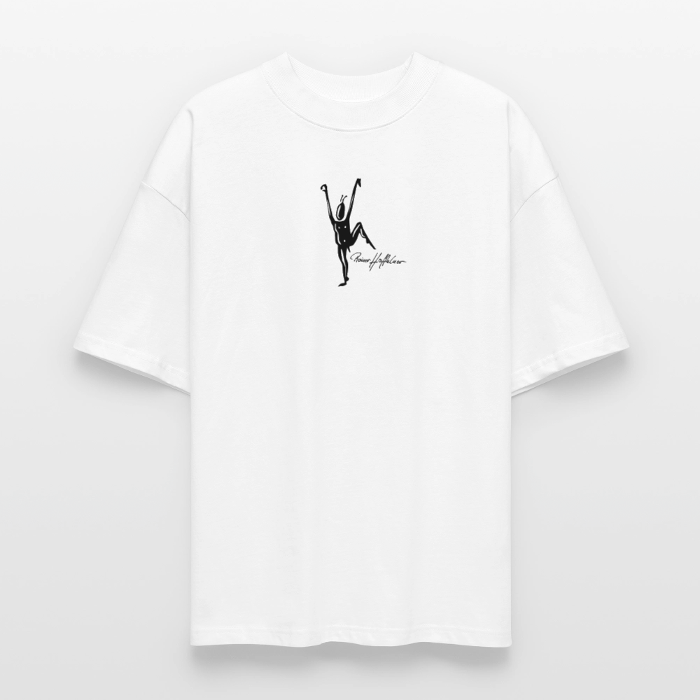 Oversized Unisex Bio T-Shirt mit TUSCHEMÄNNCHEN PRINT - Weiß