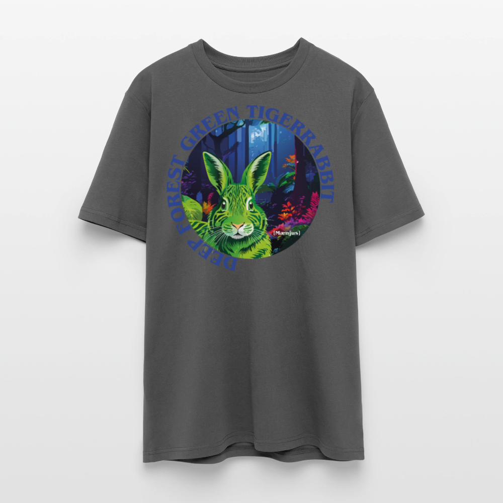 Unisex Bio-T-Shirt mit DEEP FOREST GREEN TIGERRABBIT PRINT Vorderseite - Anthrazit