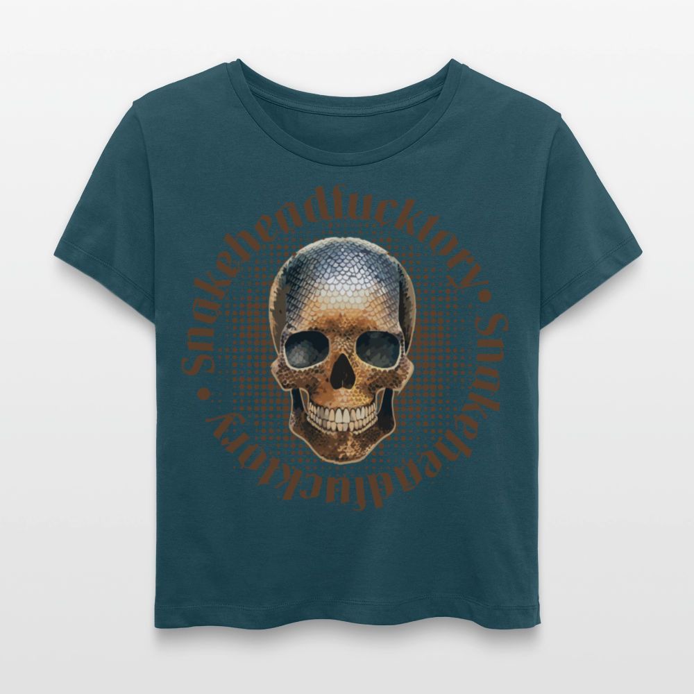 Frauen T-Shirt mit SNAKEHEAD SKULL PRINT - Dunkles Petrol