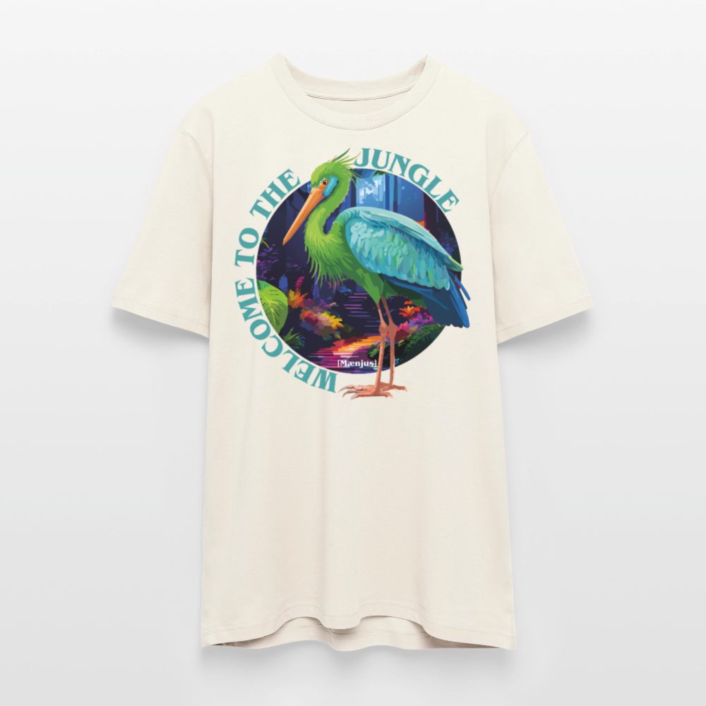 Unisex Bio-T-Shirt mit WELCOME TO THE JUNGLE PRINT Vorderseite - Naturweiß