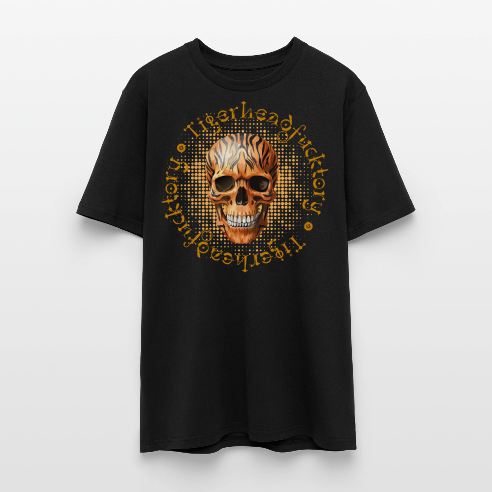 Unisex Bio-T-Shirt mit TIGERHEAD SKULL PRINT Vorderseite - Schwarz